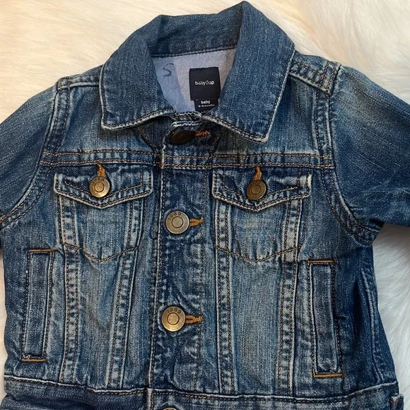 baby GAP denim blue jean jacket for baby 0-6mos EUC snap button close soft denim - Picture 4 of 8